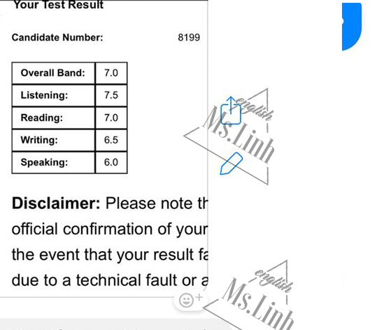 ielts result englishms.linh