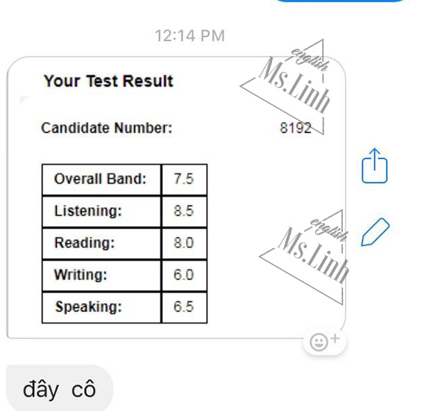 ielts result englishms.linh